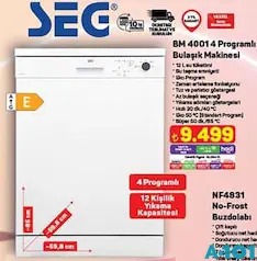 SEG 4 PROGRAMLI BULAŞIK MAKİNESİ